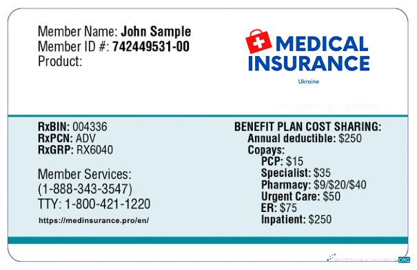 Download Ukraine health insurance card Photoshop template